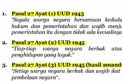 Isi Pasal 27 Ayat 1 2 Dan 3 Uud 1945